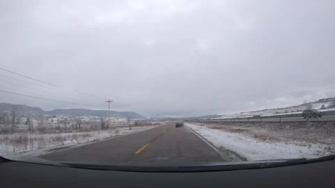 Winter Drive on I-25 Heading to Colorado Springs from Denver Stock Footage 284089621