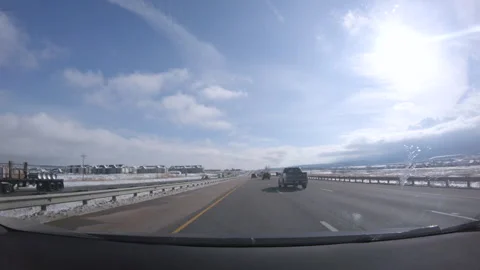 Winter Drive on I-25 Heading to Colorado Springs from Denver Stock Footage 311381529