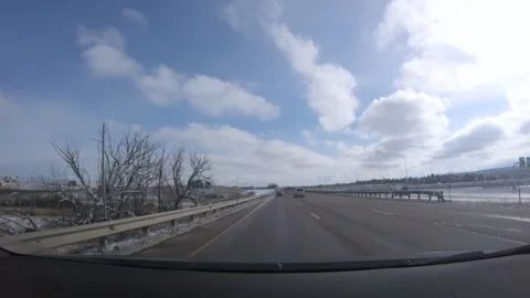 Winter Drive on I-25 Heading to Colorado Springs from Denver Stock Footage 313343097