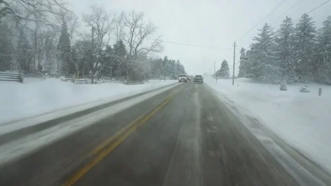 Winter Drive Messy Roads 1 Stock Footage 84046854