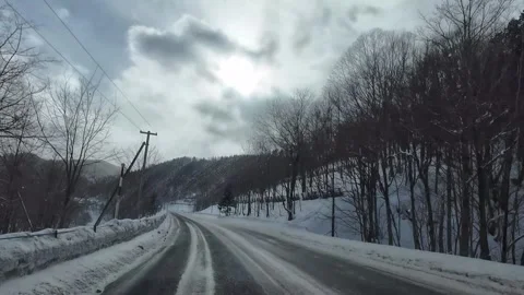 Winter Drive POV Passing Route 237 Distance Sign in Furano Hokkaido Видео 333696832