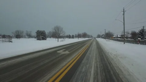 Winter Drive Into Town 1 Stock Footage 84048925