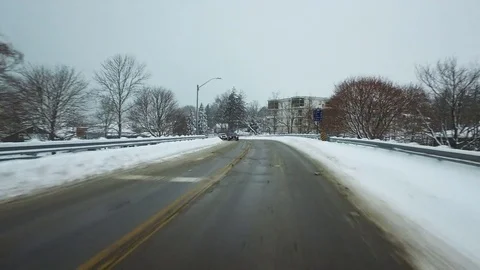 Winter Drive Into Town 3 Stock Footage 84048206