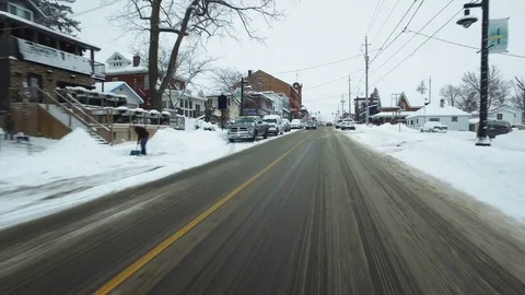Winter Drive Into Town 4 Stock Footage 84048120