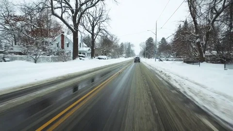 Winter Drive Into Town 5 Stock Footage 84046142