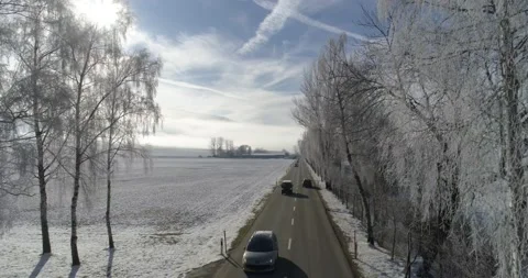 Winter drive, val de Ruz - Aerial 4K Stock Footage 102274558