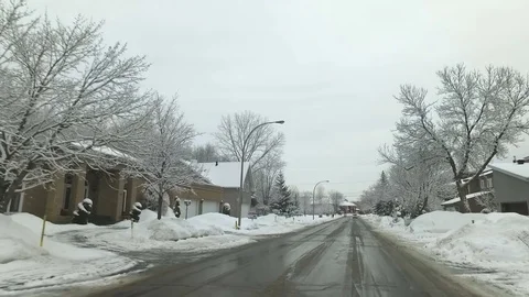 Winter Driving After A Snow Fall in Montreal Stock Footage 75319623