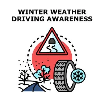 Winter driving awareness concept with slippery road sign Stock Illustration