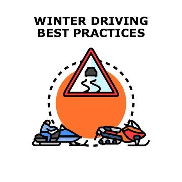 Winter driving best practices concept displaying caution sign 库存插图