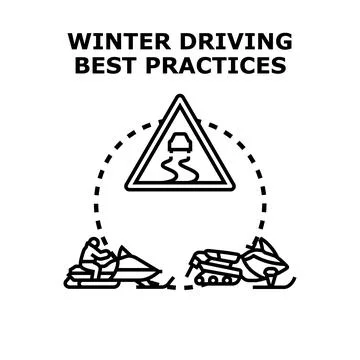 Winter driving best practices concept displaying caution sign Stock Illustration