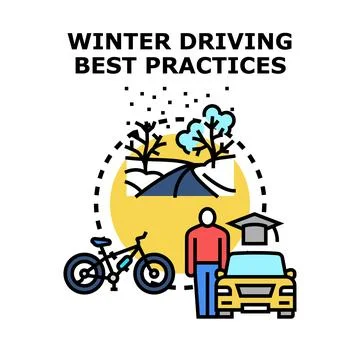 Winter driving best practices with safe road management Stock Illustration