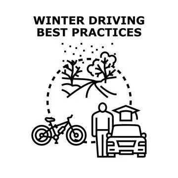 Winter driving best practices with safe road management Stock Illustration