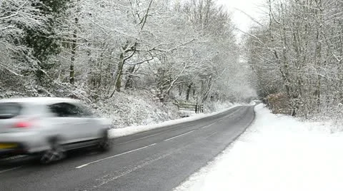 Winter driving Stock Footage 10836046