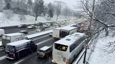 Winter Driving, Heavy Traffic, Ring Road, Highway Snow Storm, IMG 0720 Stock Footage 325738957