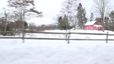 Winter Driving Plate: Driver's side view of wealthy rural area (24FPS/180) Stock Footage 147755027
