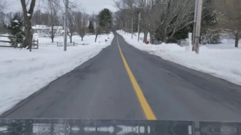 Winter Driving Plate: REAR view through wealthy suburbs/rural area Vidéo 147753146
