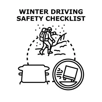 Winter driving safety checklist preparing for cold road conditions Stock Illustration