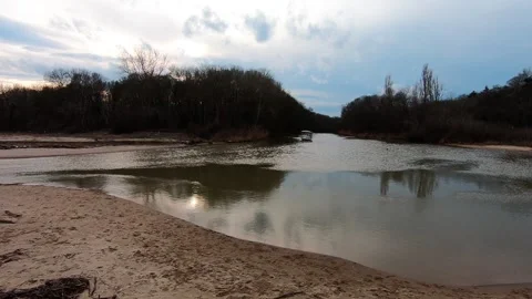 Winter Drone Flight Over Kamchia River Estuary and Black Sea 2021 Stock Footage 319339093