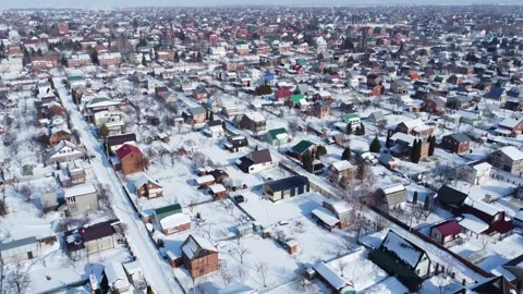 Winter drone flight over the rooftops. Stock Footage 265235494