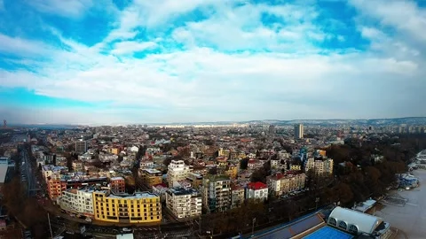Winter Drone Flight over Snowy Varna Bay and Harbor Stock Footage 319339073