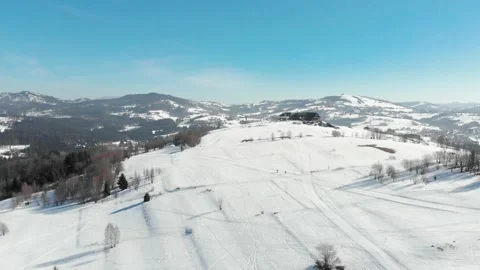 Winter drone panorama in mountains Video stock 231492374