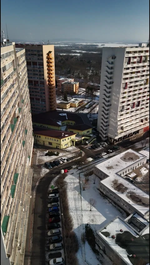 Winter Drone View of Apartment Buildings Stock Footage 327264053