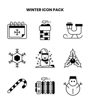 Winter DuoTone Bundle Icons Pack Illustrazione stock