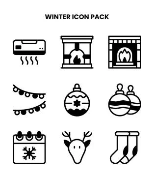 Winter DuoTone Icons Pack Stock Illustration