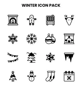 Winter DuoTone Icons Pack Stock Illustration