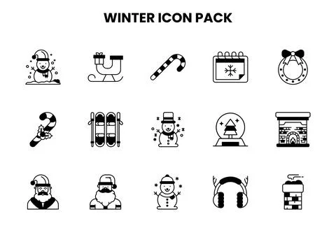 Winter DuoTone Icons Pack Stock Illustration