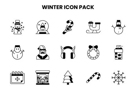Winter DuoTone UI Icons Pack Stock Illustration