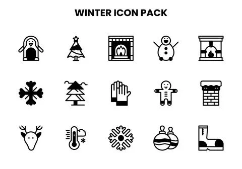 Winter DuoTone Vector Icons Pack Stock Illustration