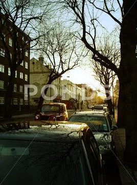 Winter dusk in notting hill Stock Photos