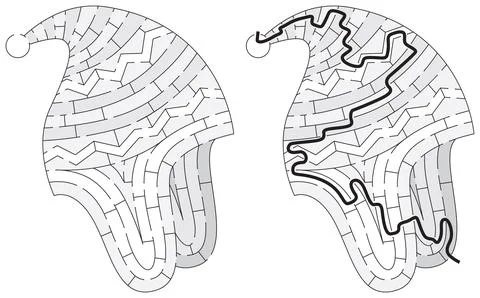Winter earflap hat maze puzzle game for kids Stock Illustration