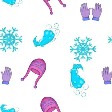 Winter elements pattern, cartoon style Stock Illustration