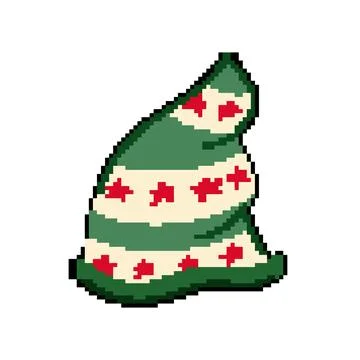 Winter elf santa hat pixel art vector illustration Stock Illustration
