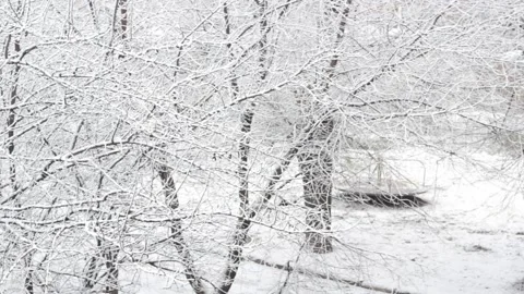 Winter. An empty children's carousel is spinning. Stock Footage 158692953