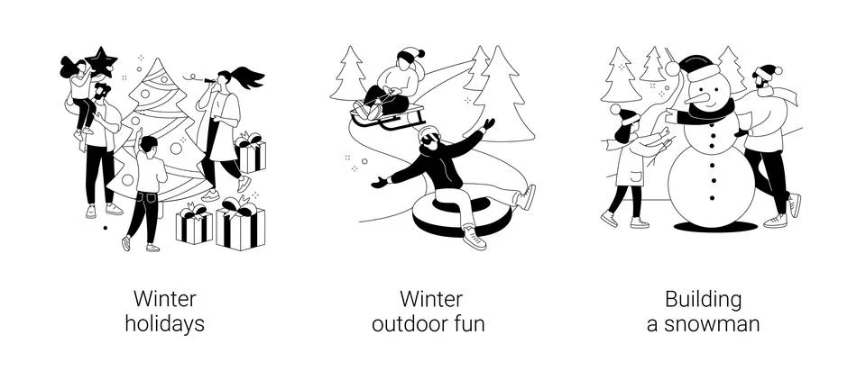 Winter entertainment abstract concept vector illustrations. Ilustración de archivo