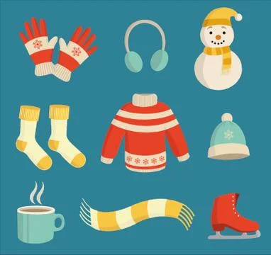 Winter essentials set Illustrazione stock