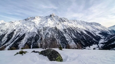 Winter Evening Colors with Clouds Moving over Alps Mountains Time Lapse Dolly Stock Footage 71344036
