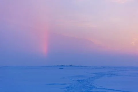 Winter evening landscape Stock Photos