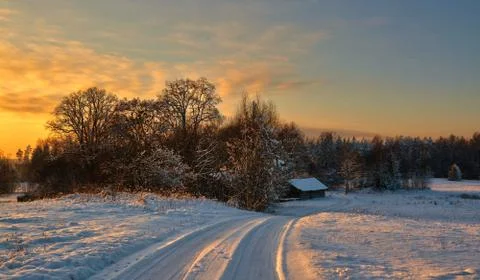Winter evening Stock Photos
