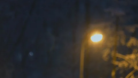 Winter evening scene. Falling snow illuminated by a streetlamp creates visual di 動画素材 103630467