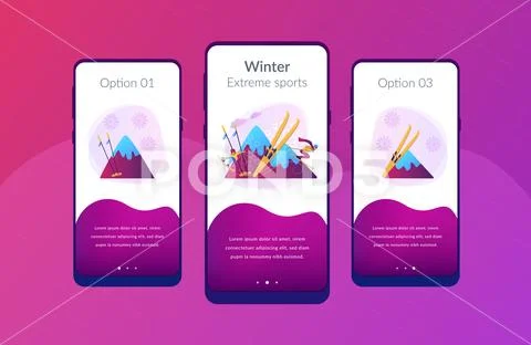 Winter extreme sports app interface template. Stock Illustration
