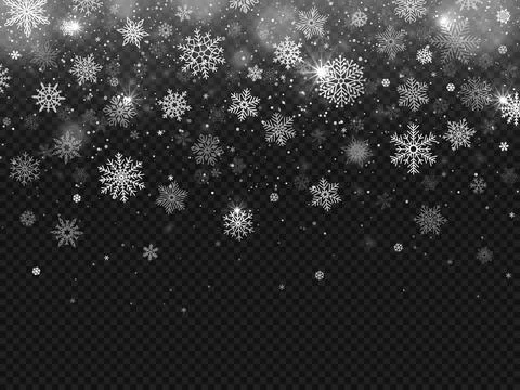 Winter falling snow. Snowflakes fall, christmas decorations snowflake and s.. Stock Illustration
