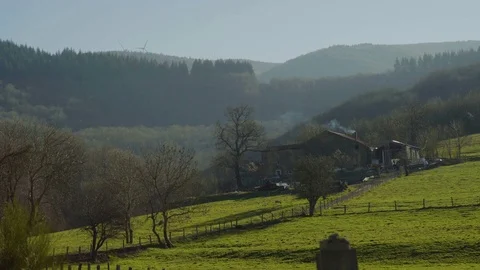 Winter farm landscape 4k Video stock 71335771