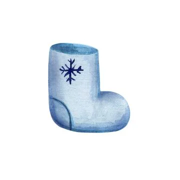 Winter felt boots on a white background. Hand drawn watercolor Illustration Stock Illustration
