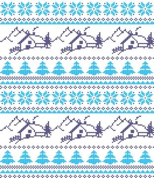 Winter festive Christmas knitted pattern woolen knitted Stock-Illustration
