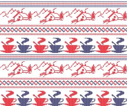 Winter festive Christmas knitted pattern woolen knitted Stock Illustration