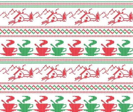 Winter festive Christmas knitted pattern woolen knitted Illustrazione stock
